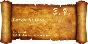 Berde Vilmos névjegykártya